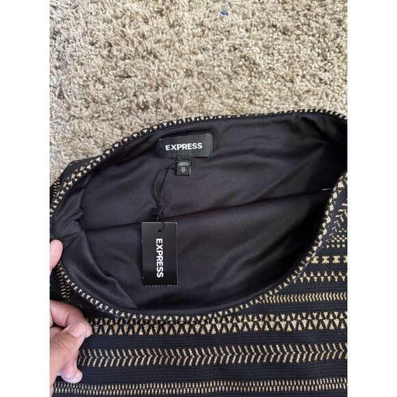 EXPRESS ZARA Sequin Tweed Mini Skirt Bodycon Partywear Stretch Career Sz XS READ - Picture 5 of 14